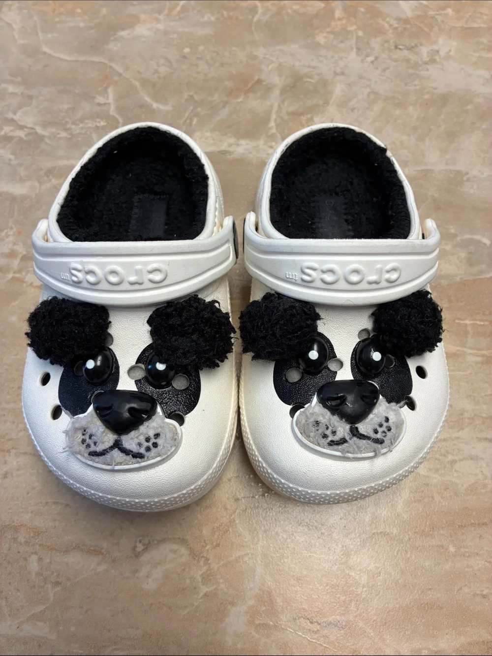 Toddler size 7 CROCS Clogs White Panda Shoes